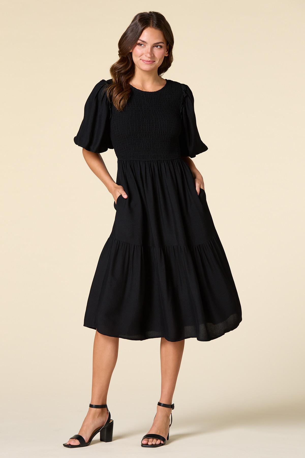 black tie midi dress with sleeves Black tie midi dress