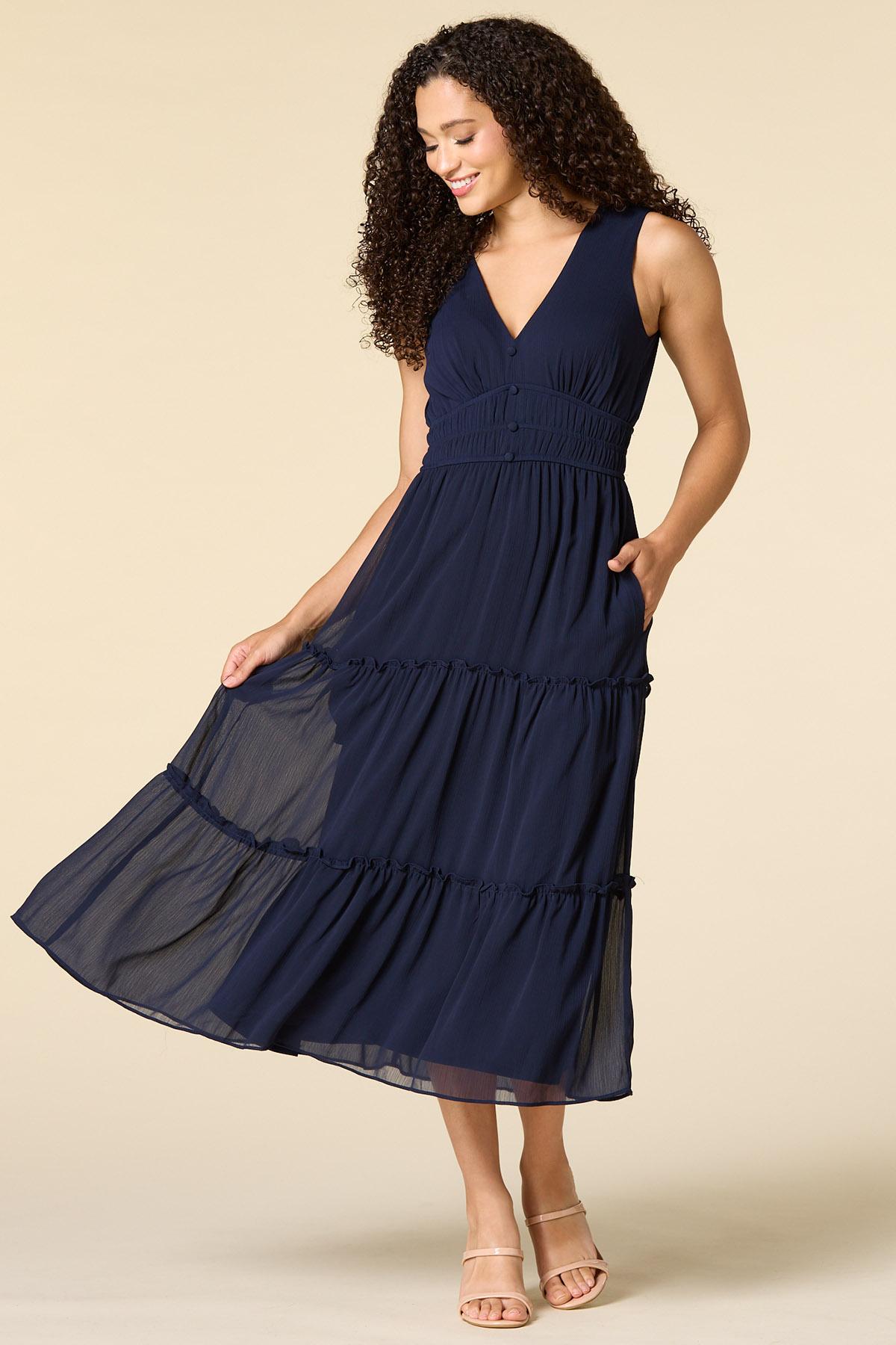 blue solid dress Royal Fit and Flare Maxi with Black and statement jewelry for a complete red Women's Blue Dresses | Nordstrom