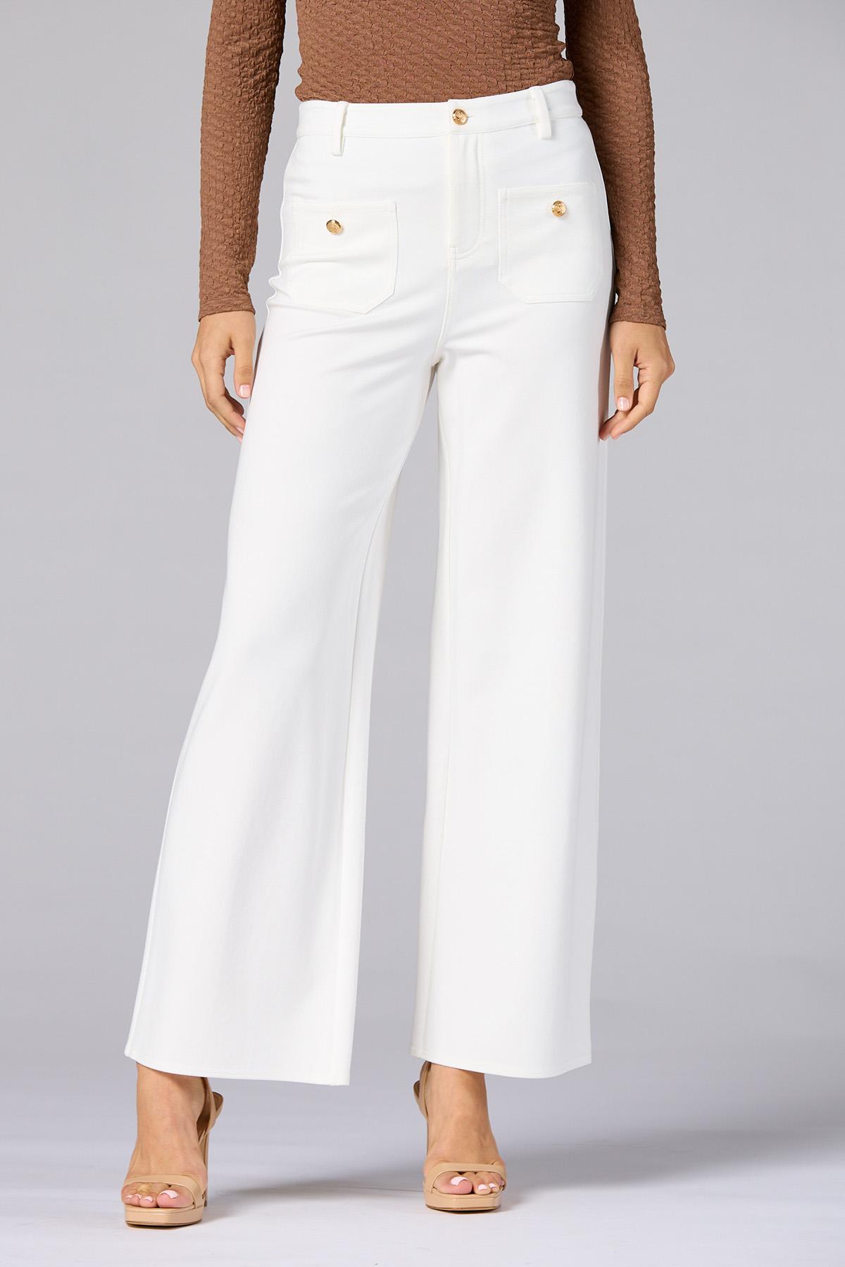 Versona | cache button pocket knit pants - white