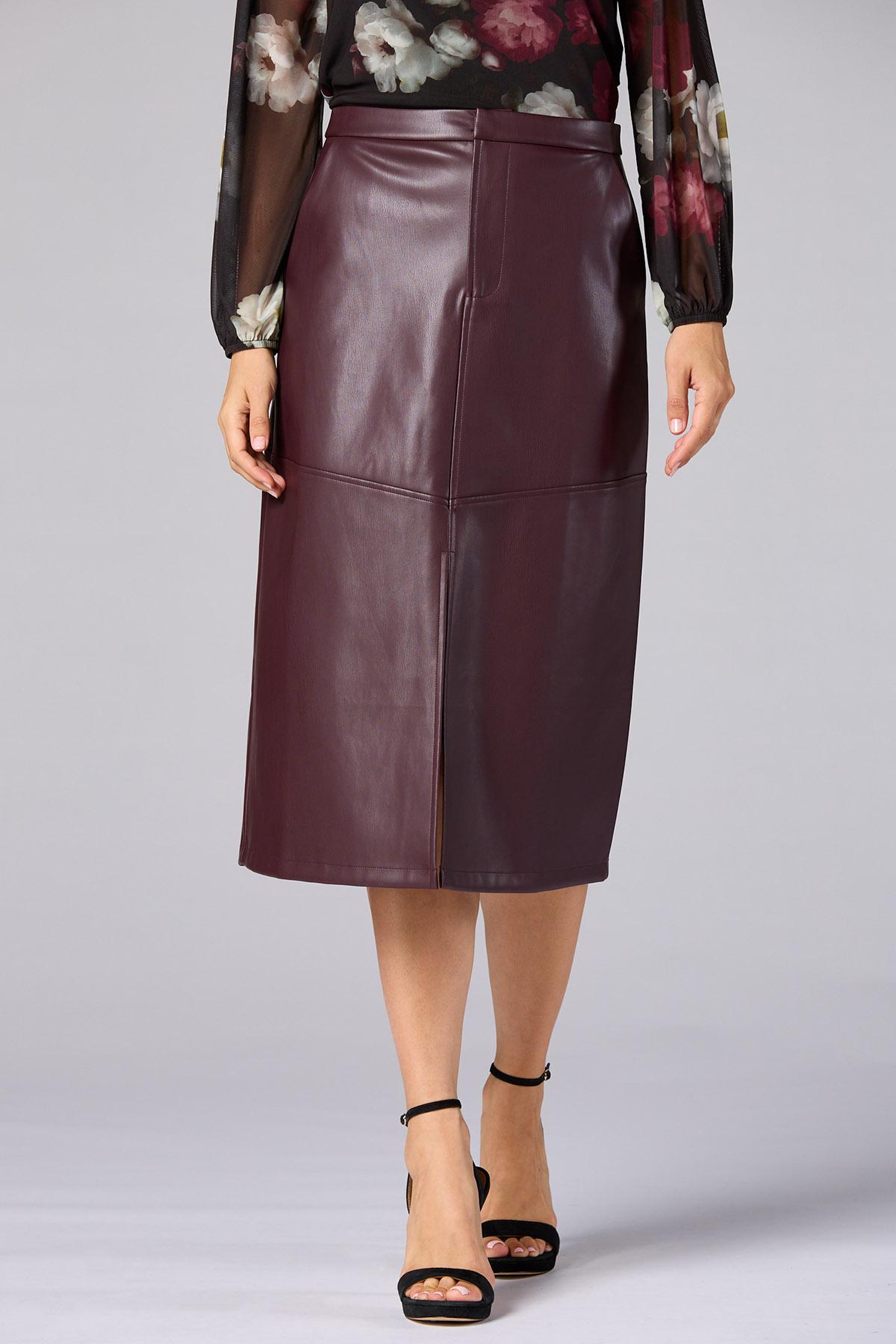 muichiga RICO Fit 「dark wine」 Versona | cache faux leather wine midi skirt