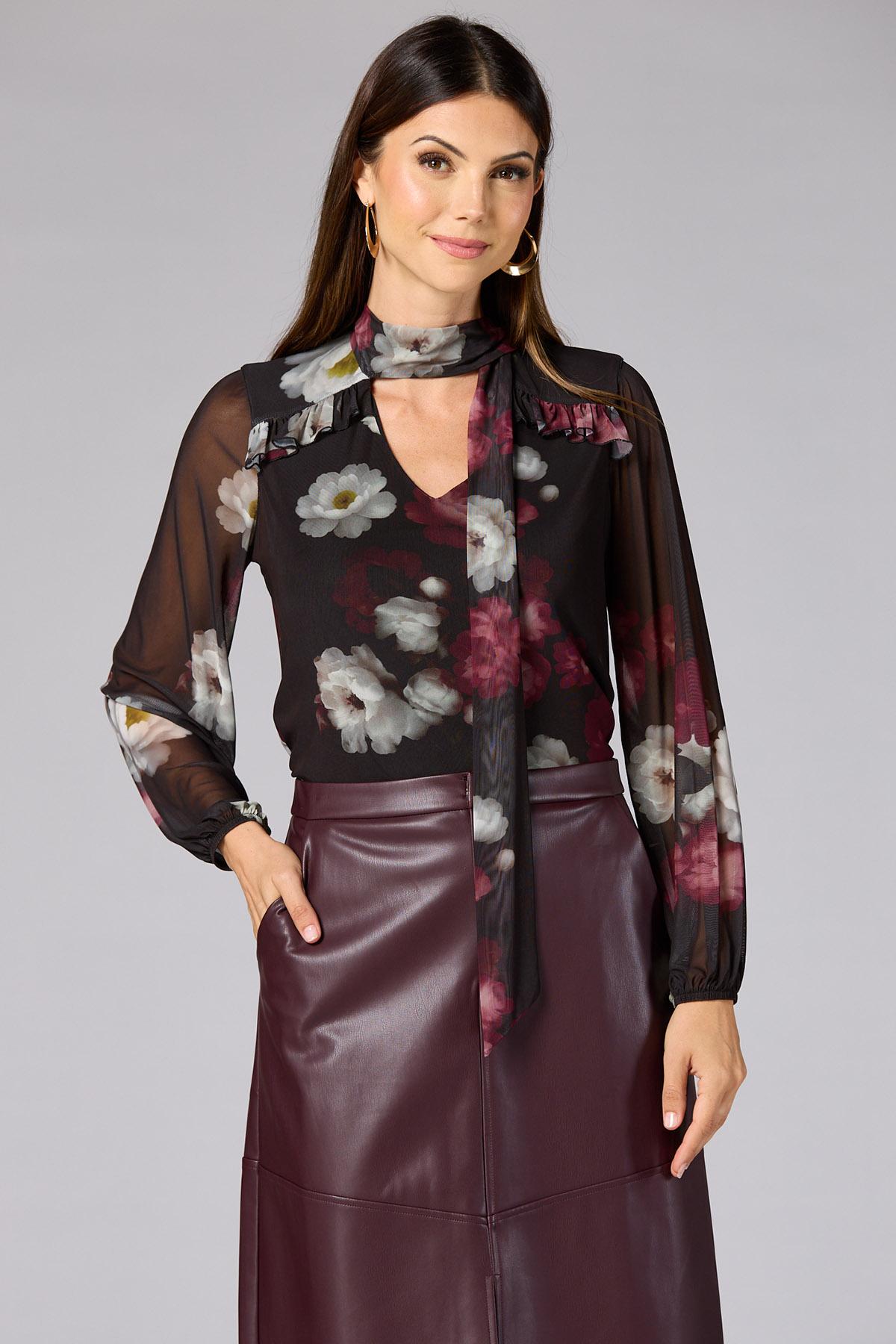 Versona | cache tie neck floral blouse