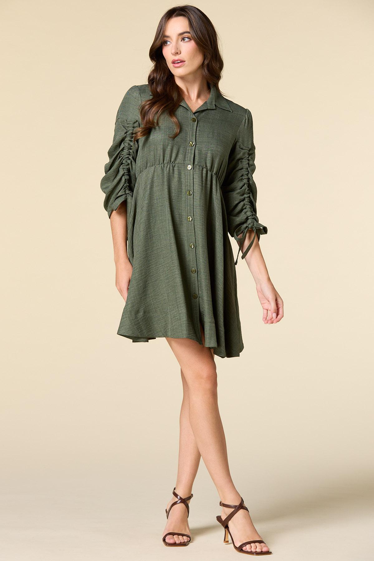 casual olive green dress Versona spaghetti-strap