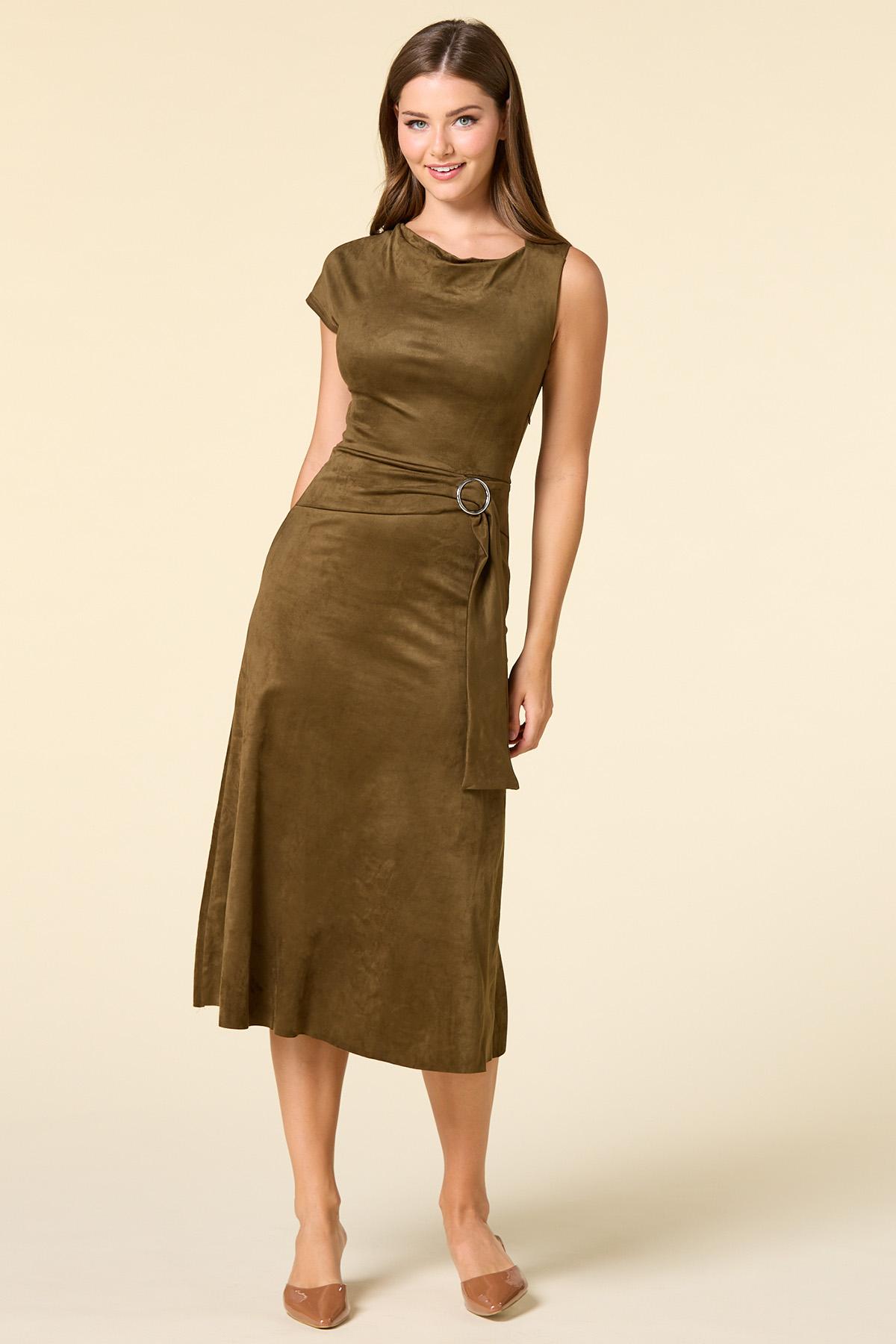 olive green suede dress Versona reativados_01.07