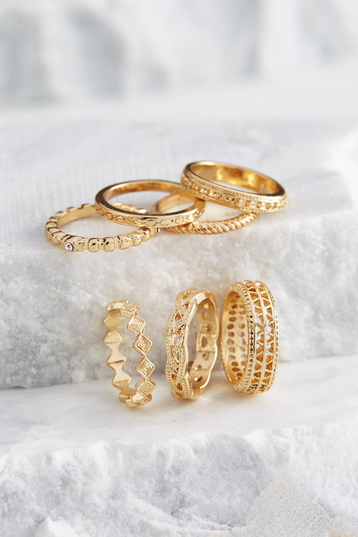 Mixed Texture Ring Set