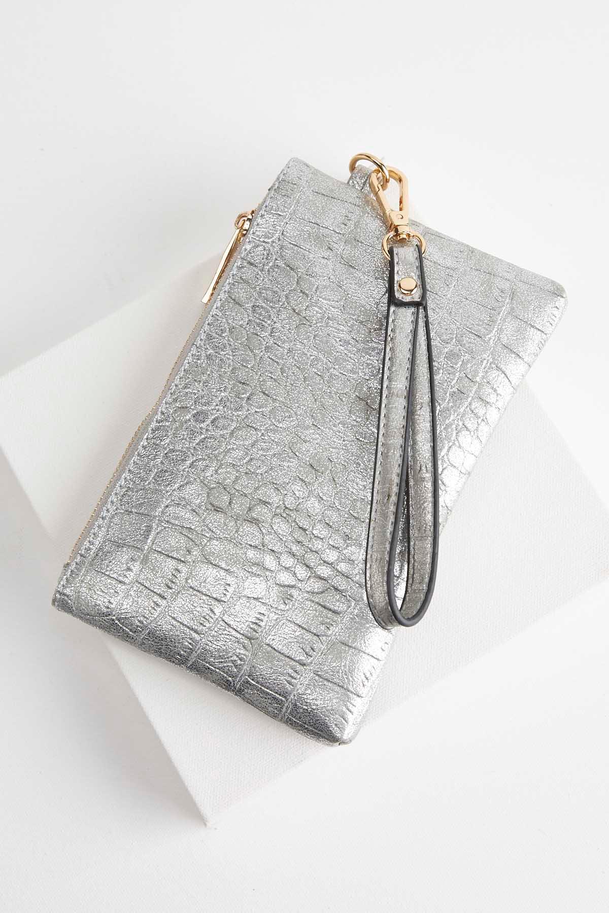 Metallic Crocodile Wristlet
