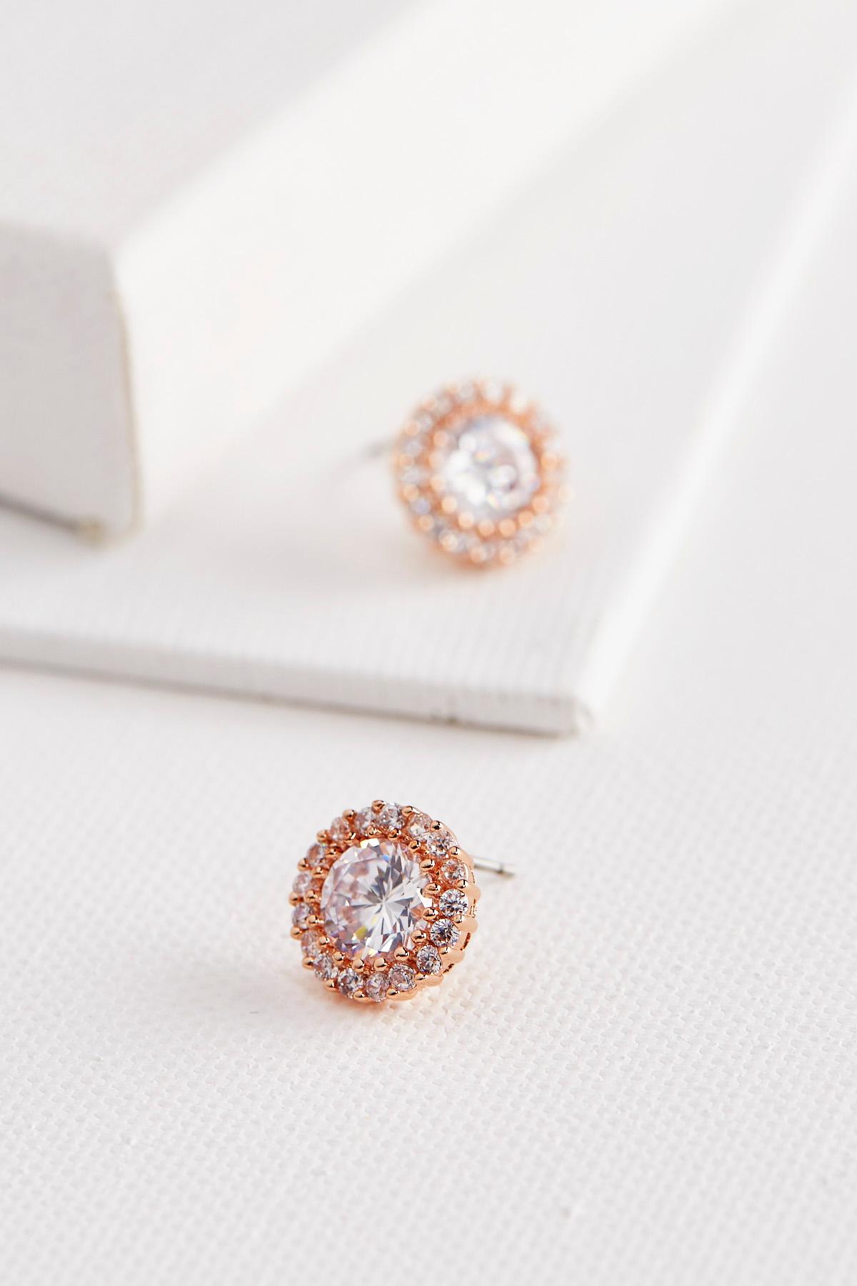 Haloed Stone Stud Earrings