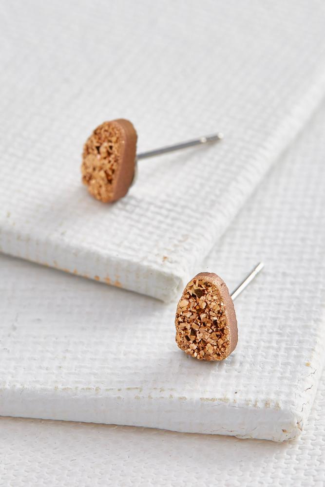 Dainty Druzy Stone Stud Earring