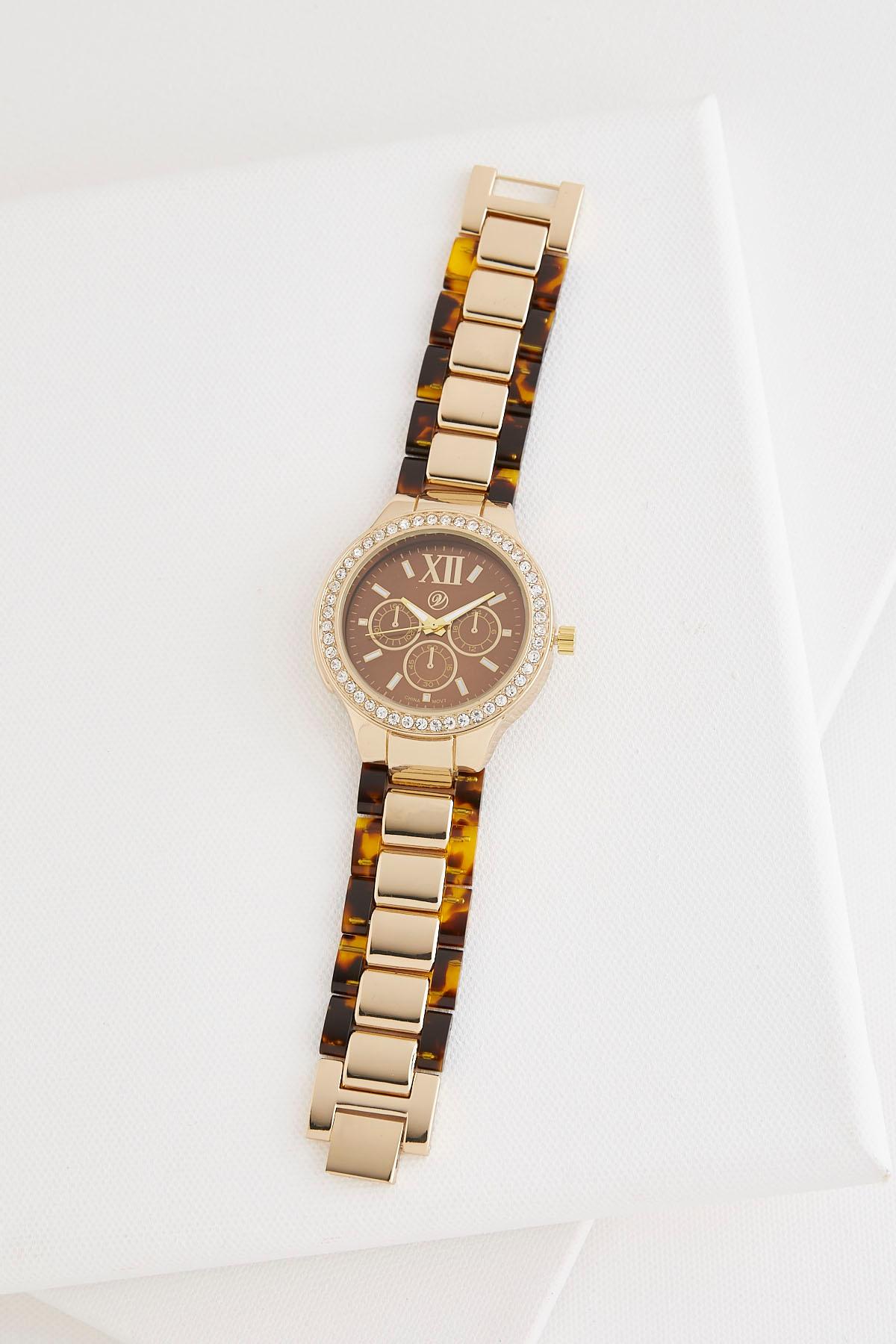 Tortoise Shell Bordered Boyfriend Watch