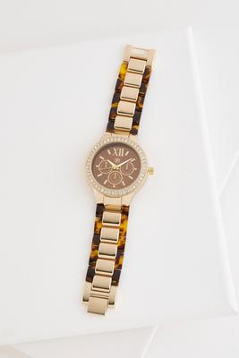 tortoise shell bordered boyfriend watch