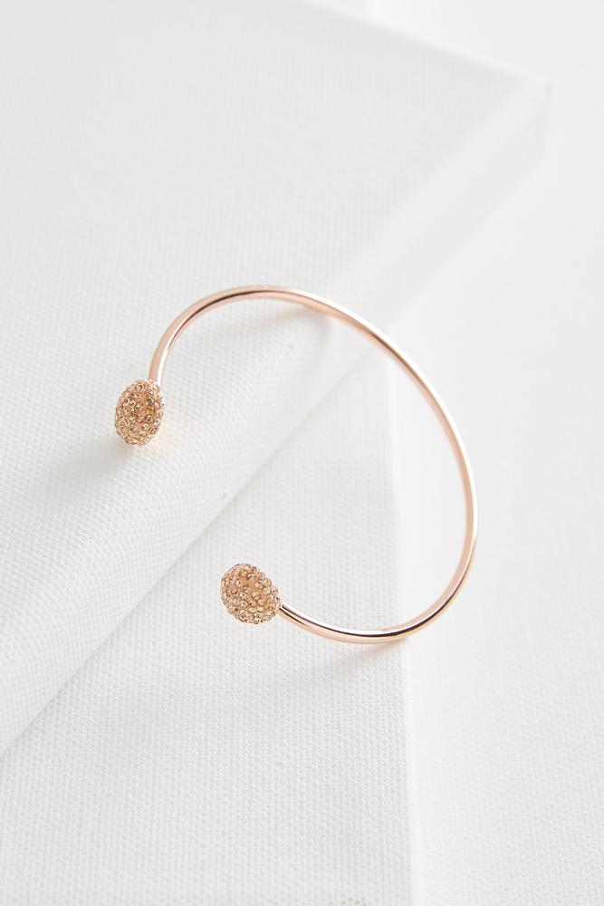 Rhinestone Ball Open Cuff Bracelet