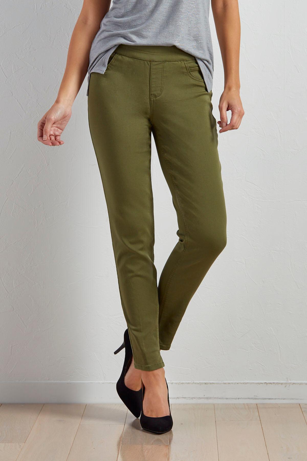 Twill Pull- On Skinny Pants