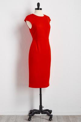 cap sleeve ponte knit sheath dress