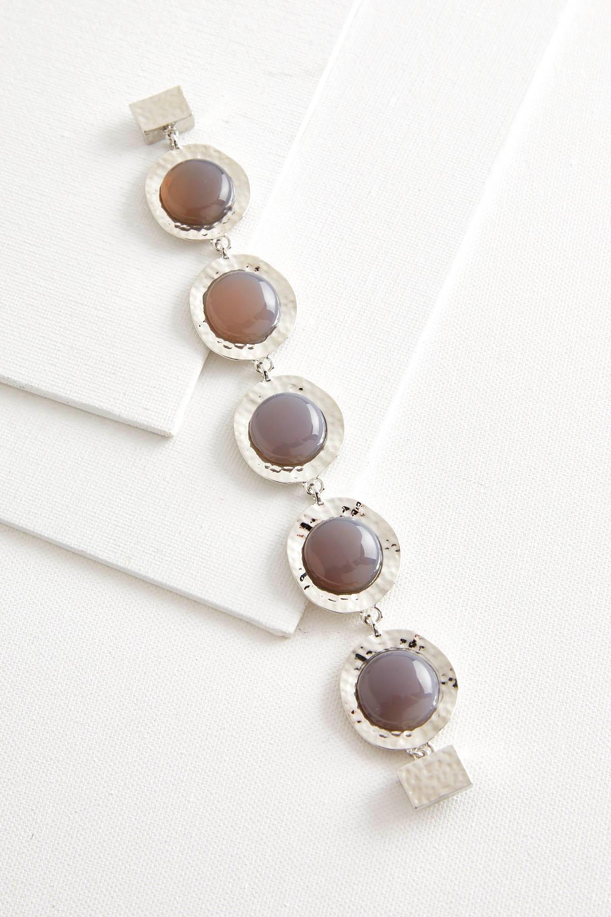 Hammered Semi- Precious Disc Bracelet