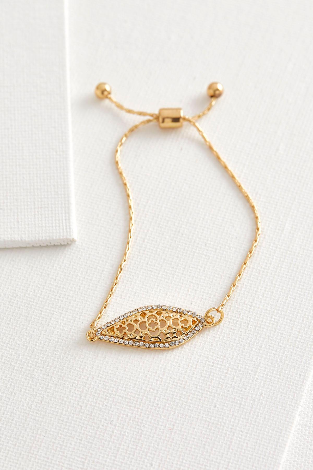 Filigree Charm Brass Pull String Bracelet