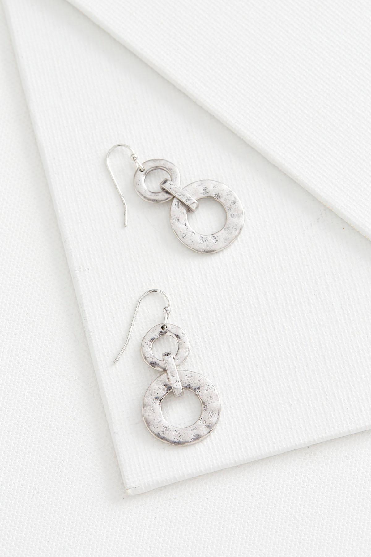 Double Hammered Ring Dangle Earrings