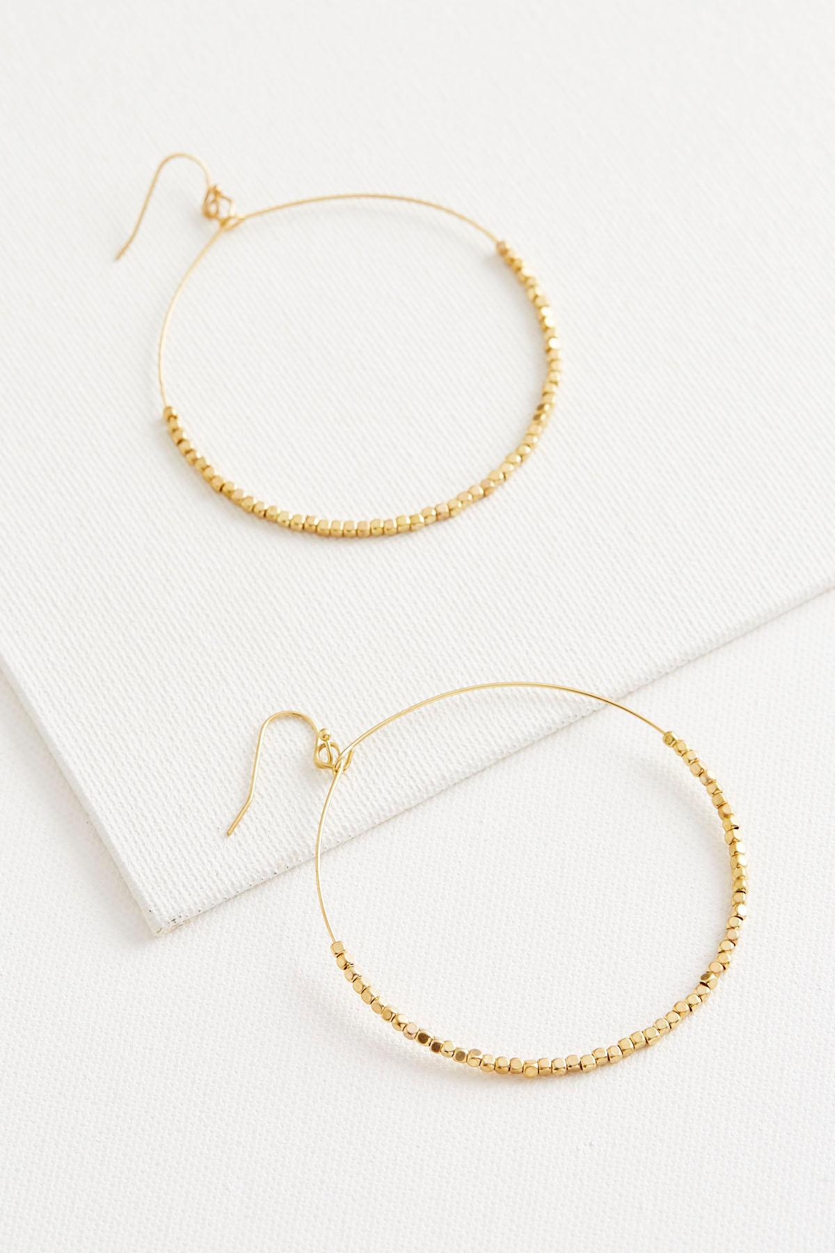 Beaded Wire Hoop Earrings