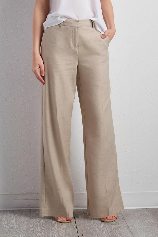 Herringbone Linen Wide Leg Pants