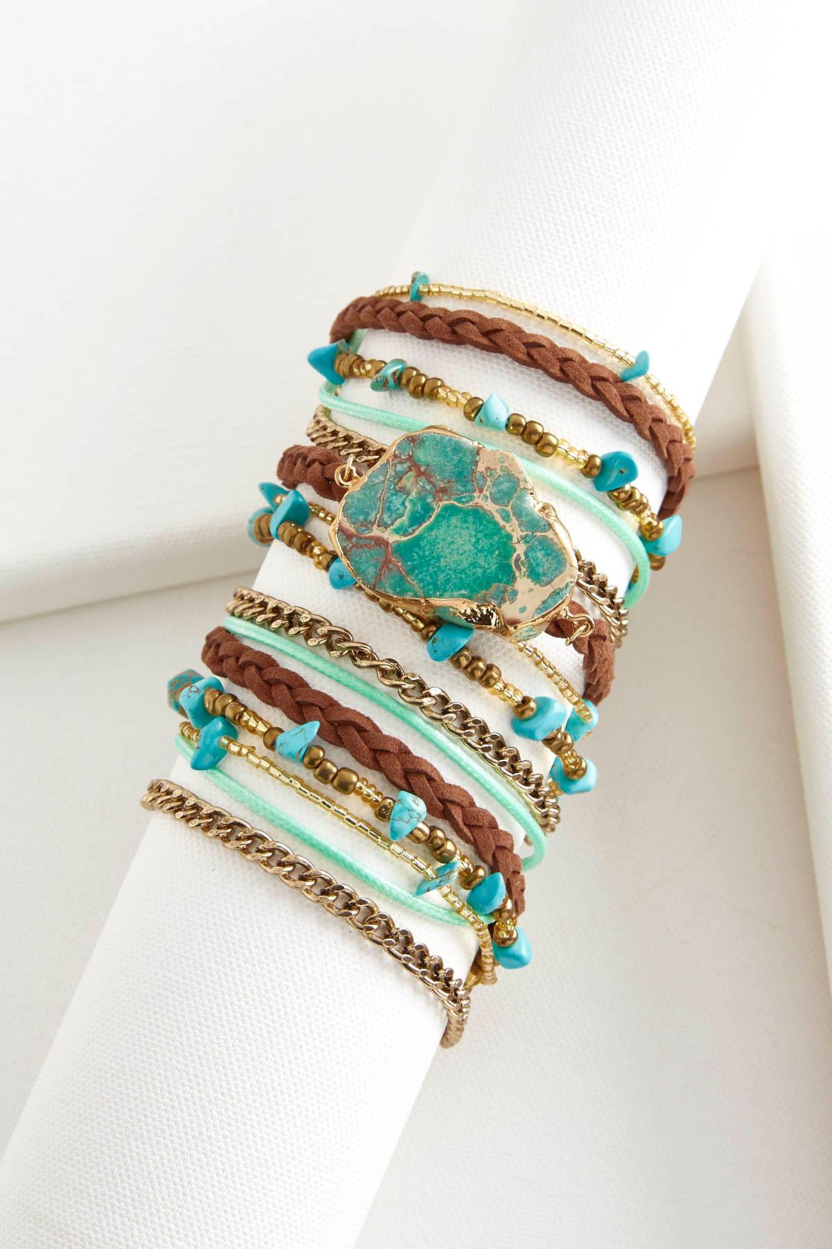 Braided Cord Semi- Precious Wrap Bracelet