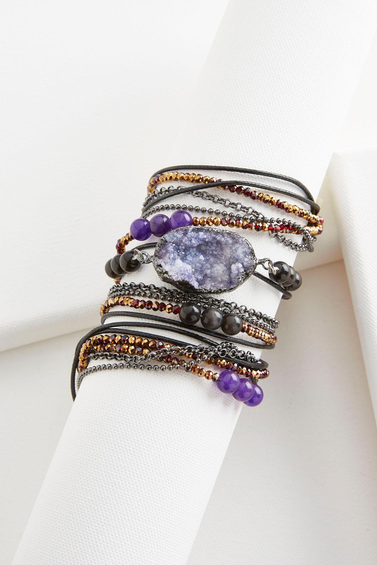 Beaded Semi- Precious Wrap Bracelet