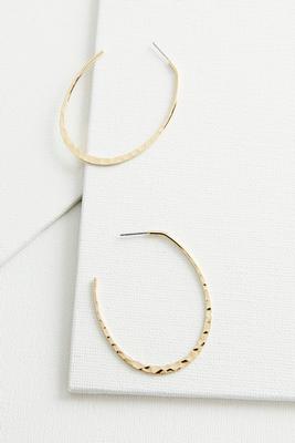 hammered oval hoop earrings