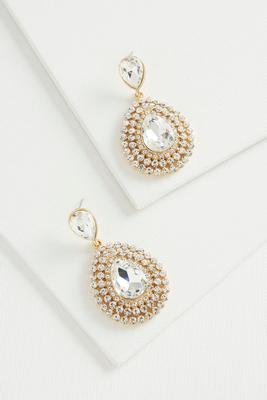 triple haloed stone statement earrings