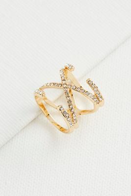 criss cross pave bar ring