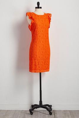 flutter sleeve lace sheath dress