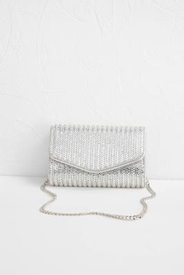 rhinestone striped metallic clutch