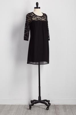lace neck shift dress