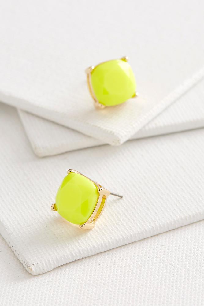 Colored Cushion Cut Stud Earrings