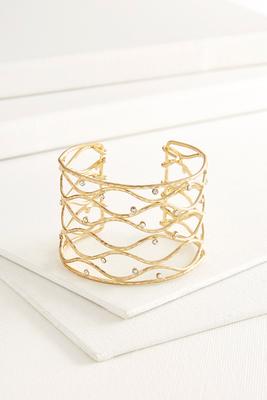 wavy rhinestone cuff bracelet