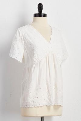 embroidered eyelet babydoll top