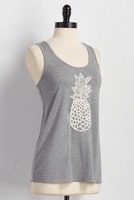 crochet pineapple applique tank