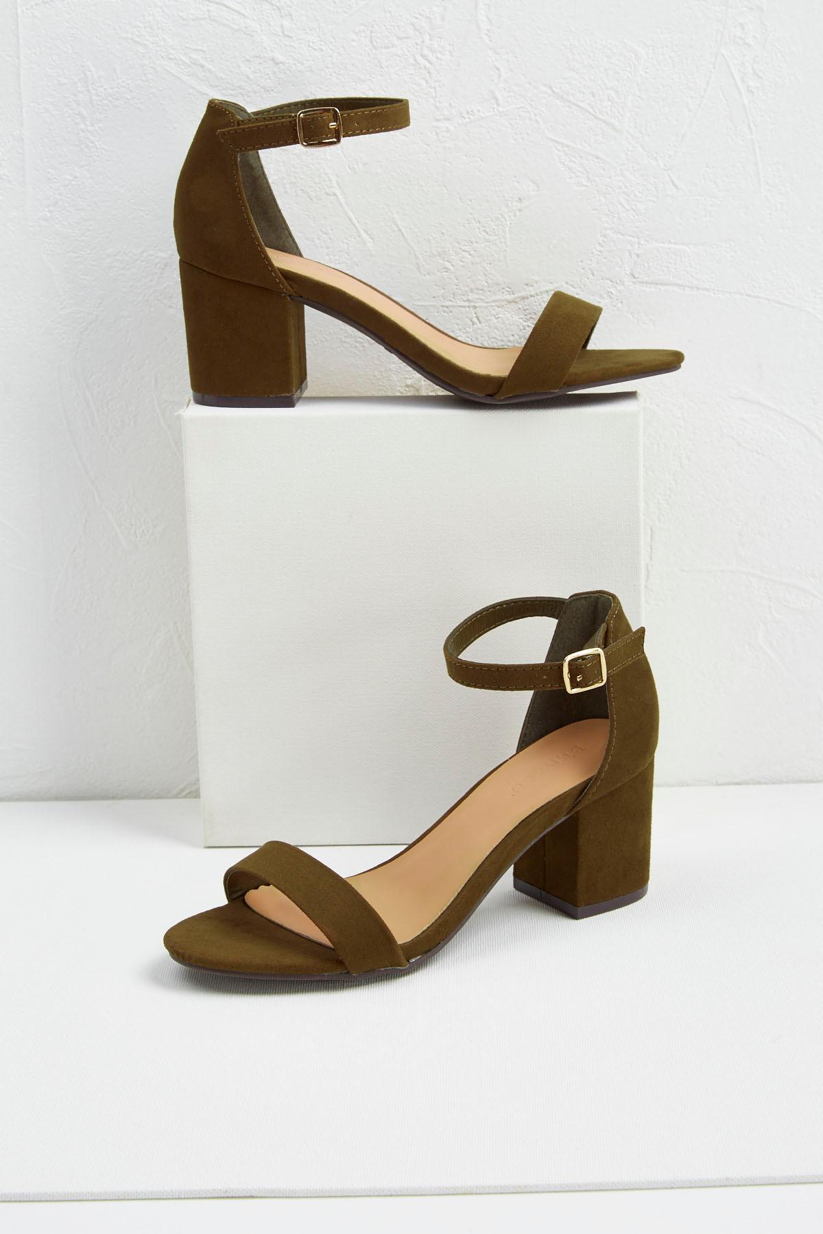 Versona ankle strap low block heels