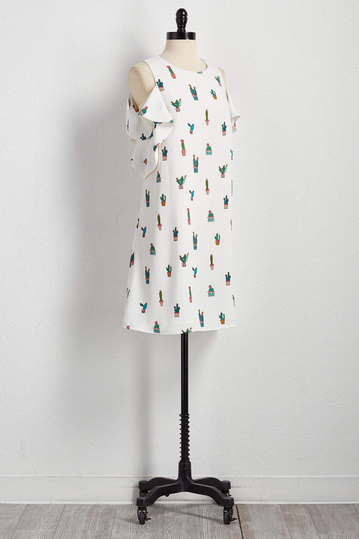 Cacti Bare Shoulder Shift Dress