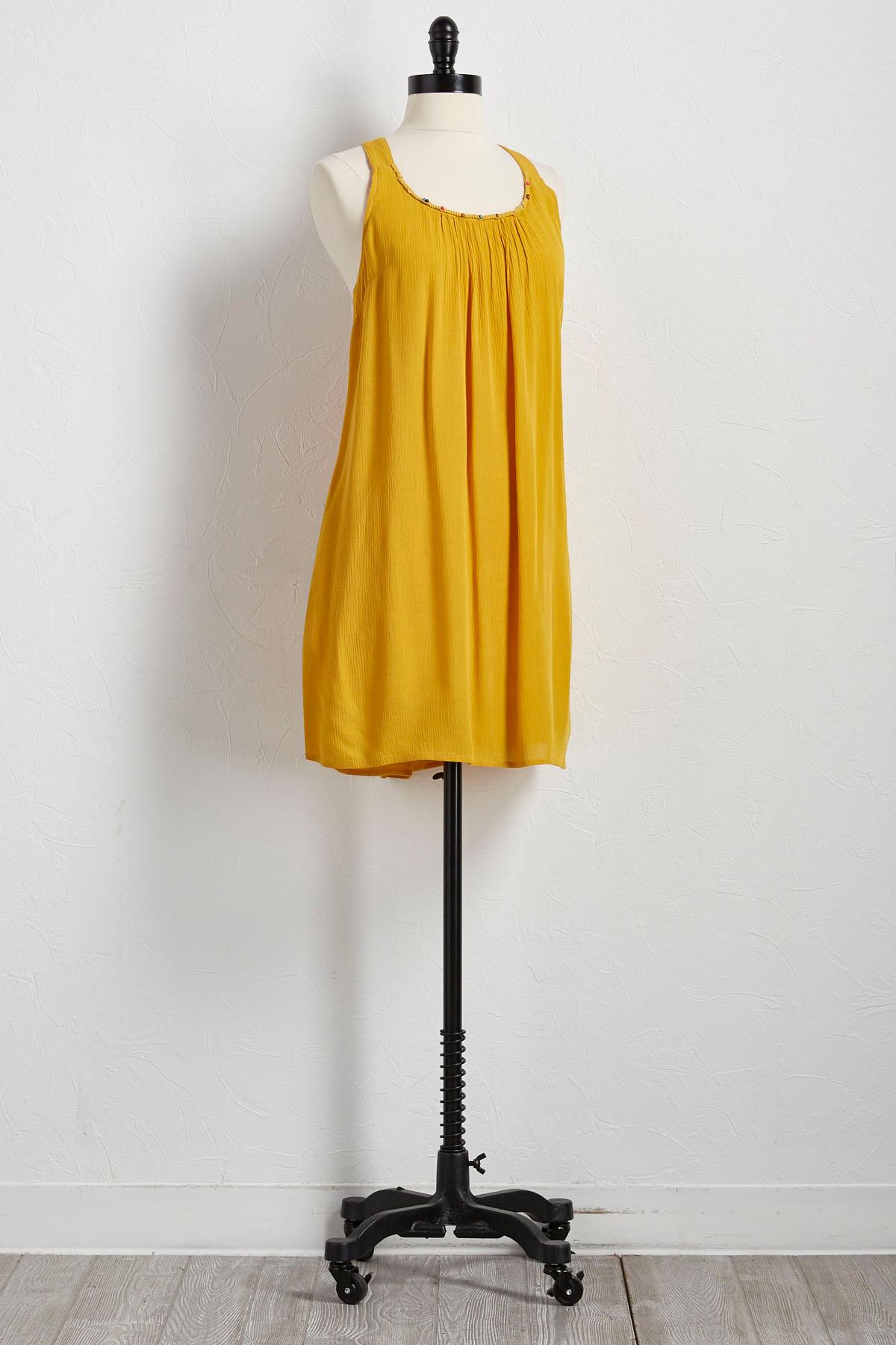 Beaded Neck Shift Dress