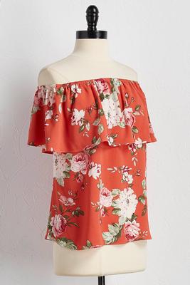 floral crepe off the shoulder top
