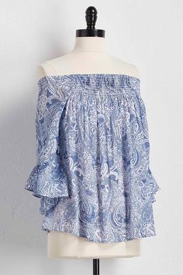 paisley off the shoulder top
