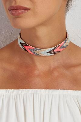 chevron embroidered choker