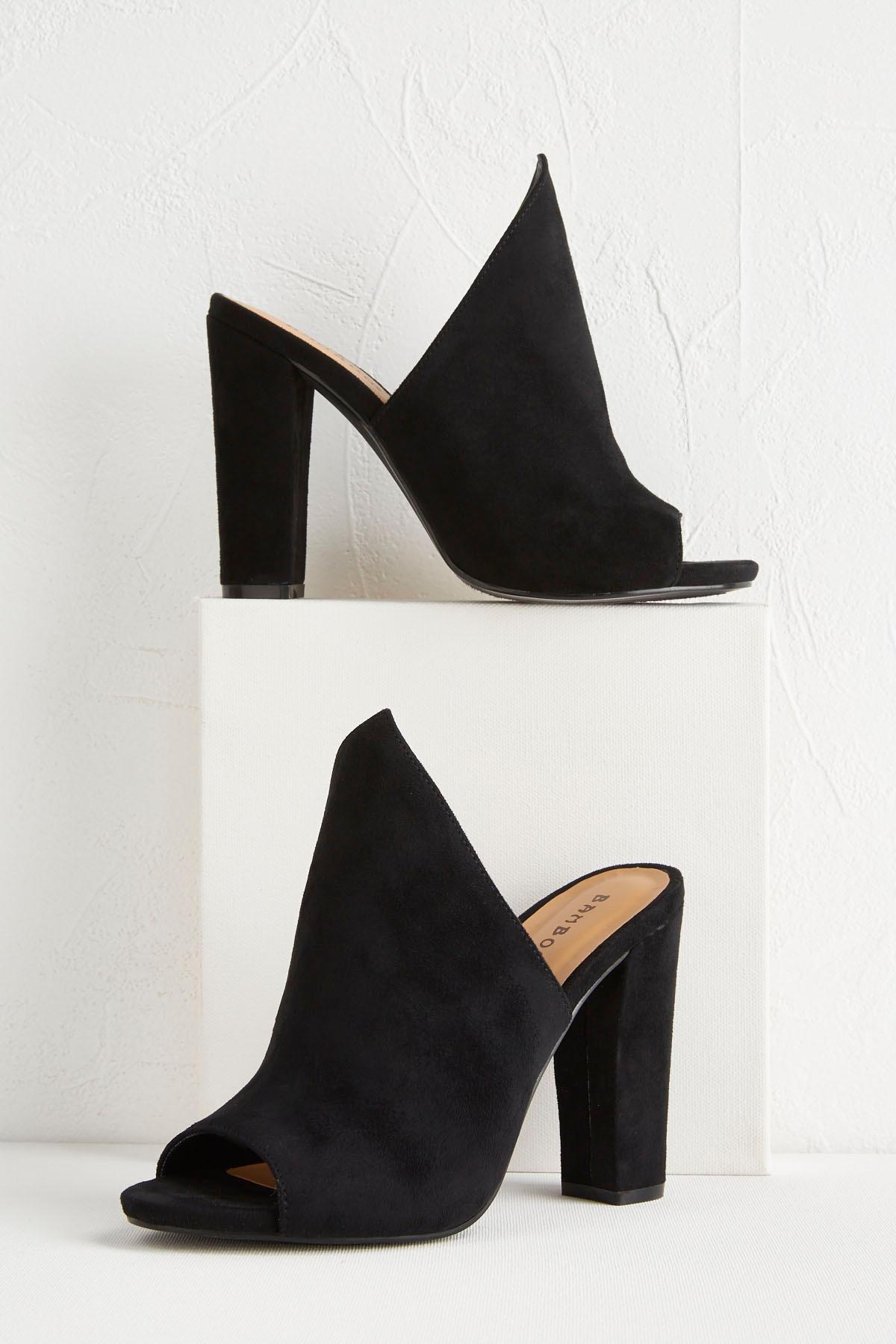 Angular Block Heel Mules