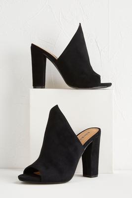 angular block heel mules