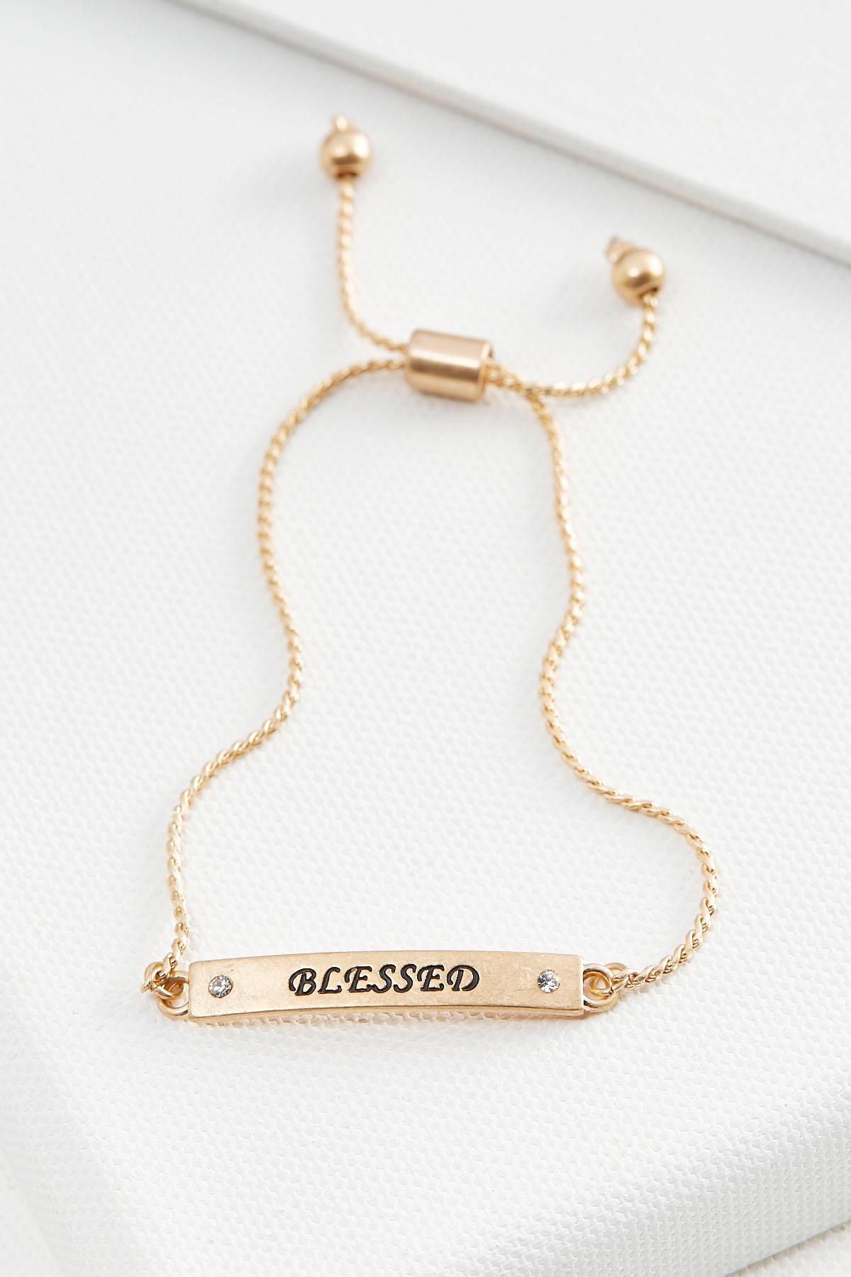 Blessed Rhinestone Bar Bracelet