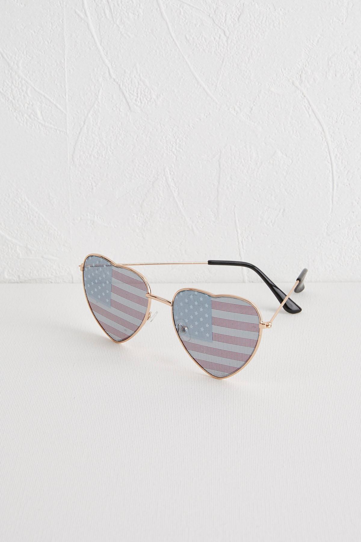 American Flag Heart- Shaped Sunglasses