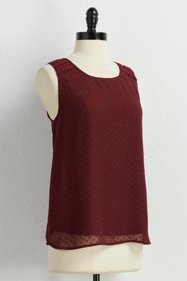 swiss dot crochet trim tank