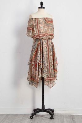 off the shoulder hanky hem dress