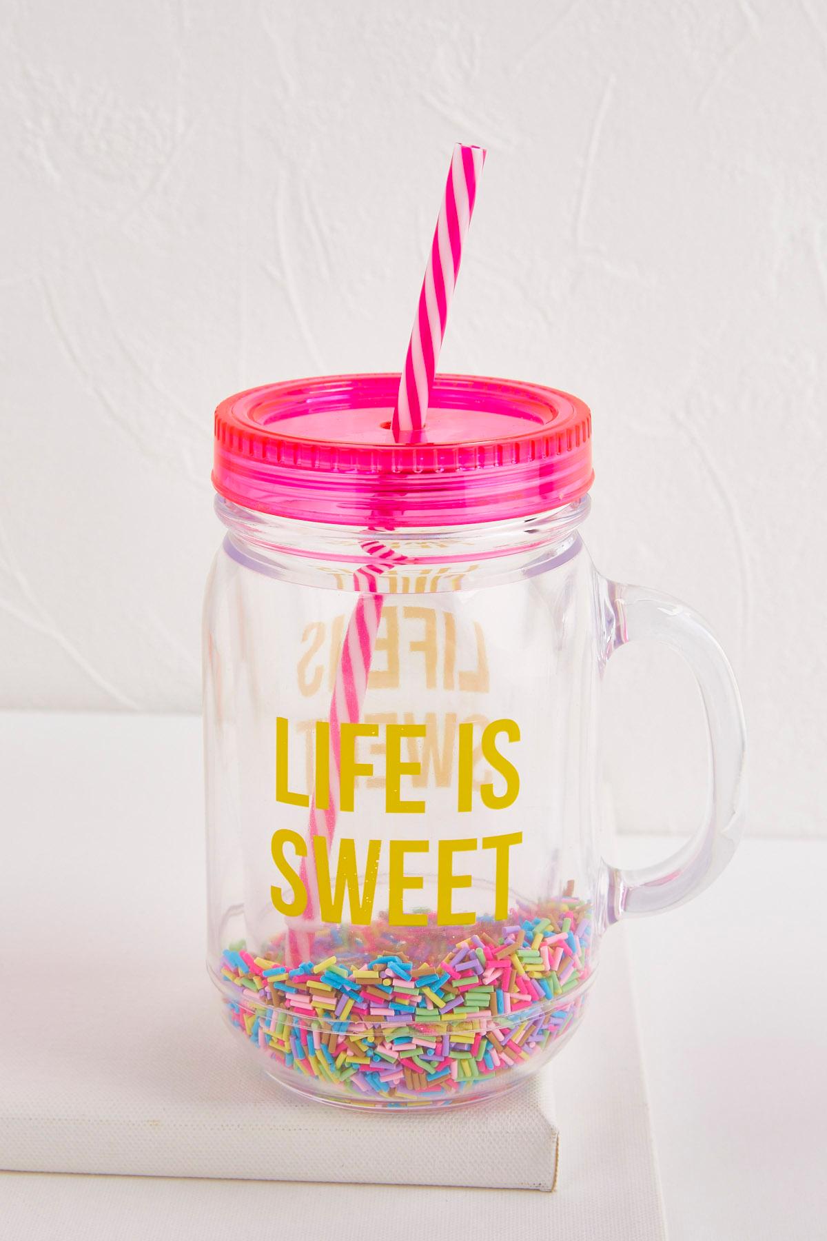 Life Is Sweet Mason Jar Tumbler