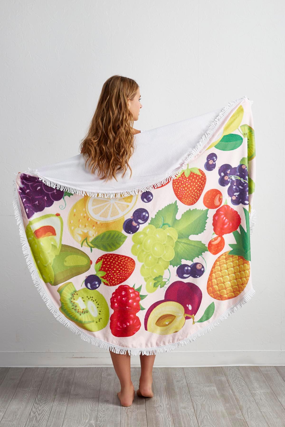 Mixed Fruit Round Beach Towel Blanket