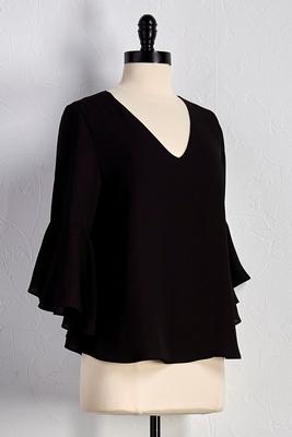 bell sleeve draped back top