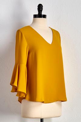 bell sleeve draped back top