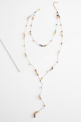 layered semi-precious bead y-necklace